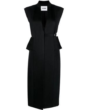 Jil Sander Knee-Length Belted Vest - Black