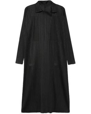 Pleats Please Issey Miyake Pleated Coat - Black