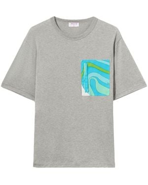 Emilio Pucci Contrasting-Pocket Cotton T-Shirt - Grey