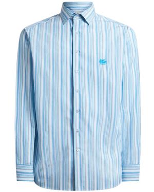 Etro Chemise En Coton À Rayures - Blue