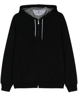 Brunello Cucinelli Hoodie Met Opgestikte Zak - Zwart
