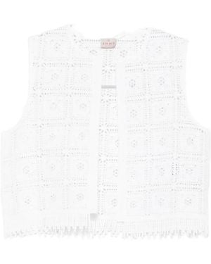 Marella Crochet-Knit Fringed Jacket - White