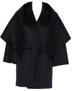 Max Mara Belted Shawl-Collar Coat - Black