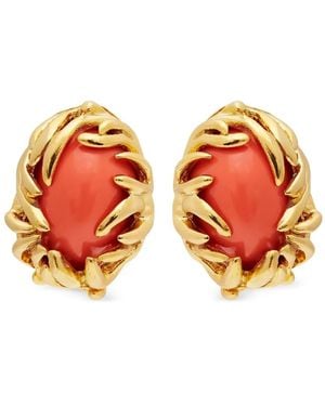Kenneth Jay Lane Branch & Coral Earrings - Orange