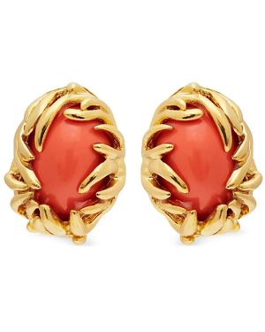 Kenneth Jay Lane Branch & Coral Earrings - Orange