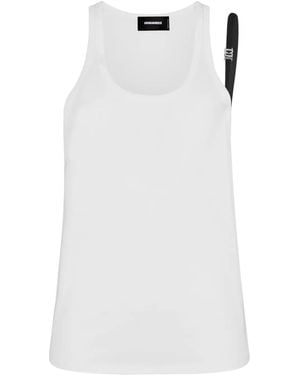 DSquared² Icon Strap-Detailed Tank Top - White