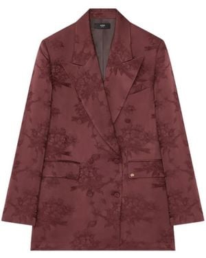 Amiri Doppelreihiger Blazer Mit Blumenmuster - Rot