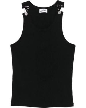 Jean Paul Gaultier Ribbed-Knit Embellished Vest - Black