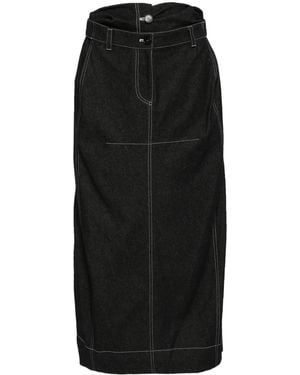 Low Classic Jeans-Maxirock Mit Doppelter Taille - Schwarz