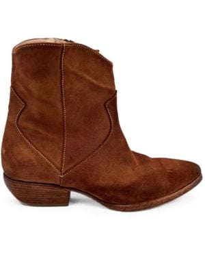 Elia Maurizi Suede Western Ankle Boots - Brown