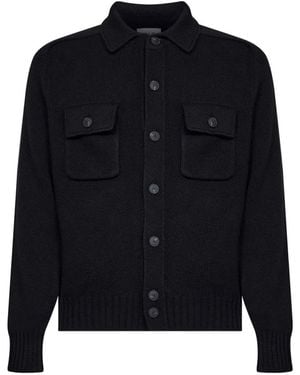 D4.0 Button-Up Wool Overshirt - Blue