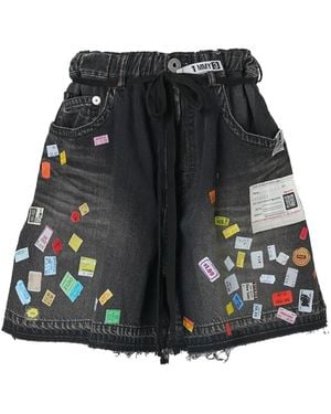 Maison Mihara Yasuhiro Jeans-Shorts Mit Print - Schwarz
