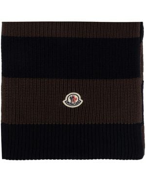 Moncler ストライプ スカーフ - ブラック