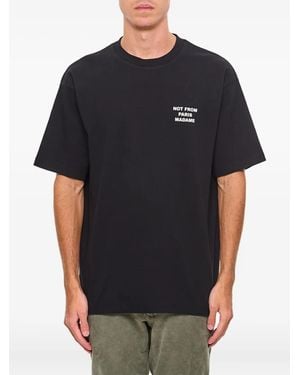 Drole de Monsieur Slogan Crew-Neck Short-Sleeve T-Shirt - Black