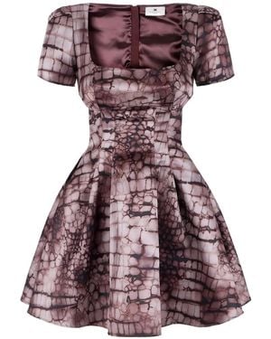Elisabetta Franchi U-Neck Alligator-Patterned Mini Dress - Purple