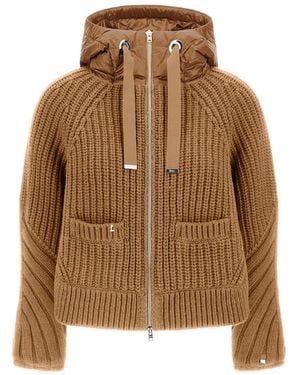 Herno Geribbeld Vest Met Capuchon - Bruin