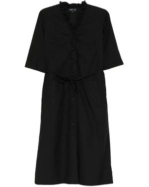 agnès b. Ruffled-Trim Belted Dress - Black