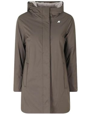 K-Way Sophie Logo-Patch Hooded Jcoat - Grey
