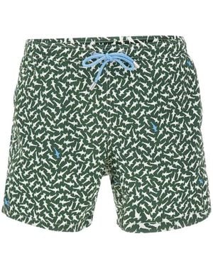 MC2 Saint Barth Hammerhead-Print Lighting Swim Shorts - Green