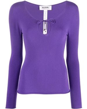 Blugirl Blumarine Keyhole-Tie Front Jumper - Purple