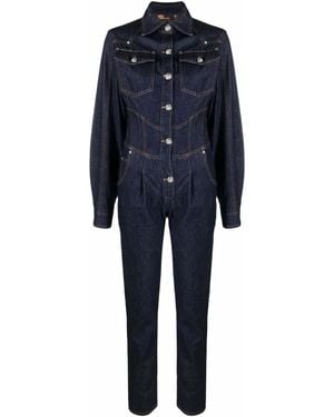 Philipp Plein Slim-cut Denim Jumpsuit - Blue