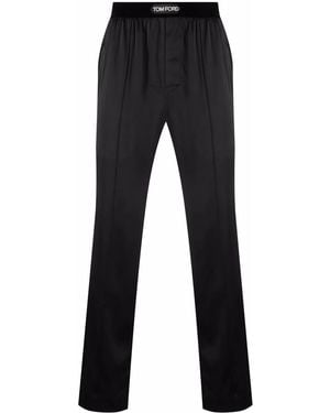 Tom Ford トム・フォード ロゴウエスト パジャマパンツ - ブルー
