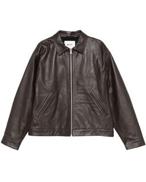 NN07 Lederjacke mit eingefassten Taschen - Braun