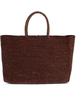 LIE STUDIO Large Charlotte Raffia Tote Bag - Brown