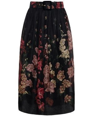 Cara Cara Jupe Mi-Longue Alba À Fleurs - Black