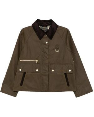Barbour Waxed-Cotton Corduroy-Collar Coat - Brown