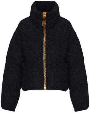 Balmain Bouclé-Texture Zip-Up Jacket - Blue