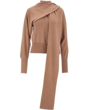 Ferragamo Maglia Con Sciarpa - Brown