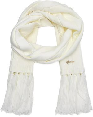 Guess Cable-Knit Fringed Scarf - White