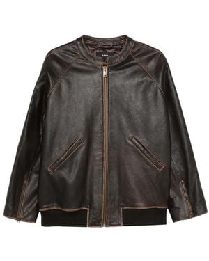 Arma Azzura Leather Bomber Jacket - Gray