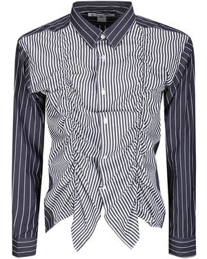 Comme des Garçons Striped Ruffled Shirt - Blue