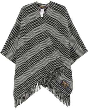 Woolrich Cape Frangée À Carreaux - Gray