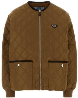 Prada Piumino Trapuntato Con Placca Logo - Marrone