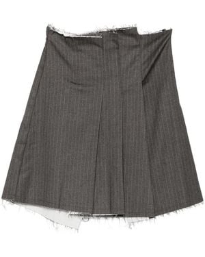 Song For The Mute Pinstripe Raw-Cut Skirt - Grey