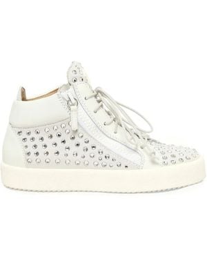 Giuseppe Zanotti Crystal-Embellished Side-Zip Sneakers - White