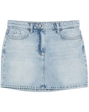 Patrizia Pepe Fly Logo-Plaque Denim Mini Skirt - Blue