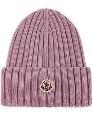 Moncler Ribbed-Knit Beanie - Pink