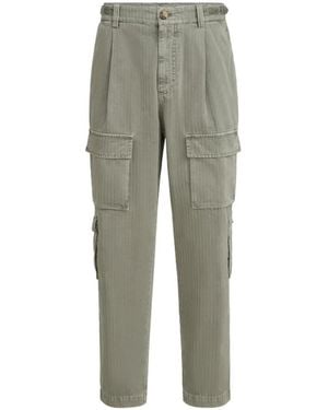 Brunello Cucinelli Cotton Chevron Trousers With Cargo Pockets And Waist Tabs - Grey