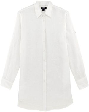 Vilebrequin Fragance Linen Shirt Mini Dress - White