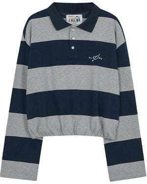Marge Sherwood Striped Embroidered Top - Blue