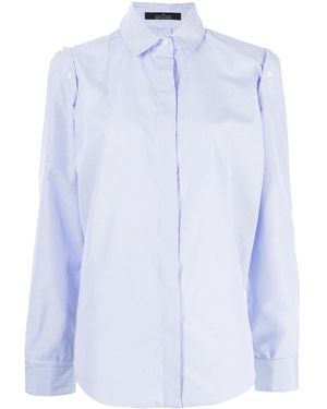 ROKH Pinstripe-Print Tailored Long-Sleeve Shirt - Blue