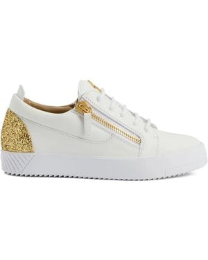 Giuseppe Zanotti Gail Glitter-Panel Zip-Detail Sneakers - White