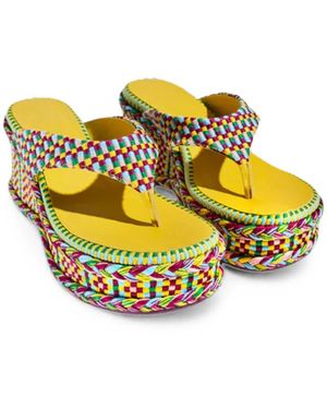 Amambaih Ramona Woven-Design Sandals - Yellow