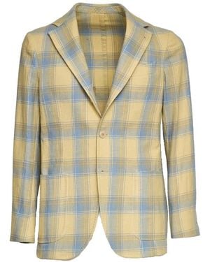 CAMICERIA PICCOLO Panarea Check-Pattern Blazer - White