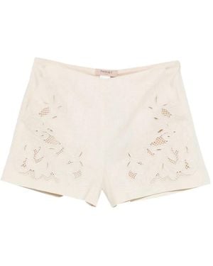 Twinset Floral-Embroidery Shorts - Natural