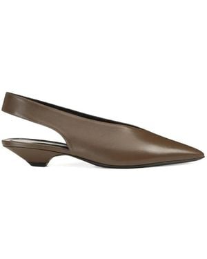 Sergio Rossi Beak Leather Court Shoes - Brown